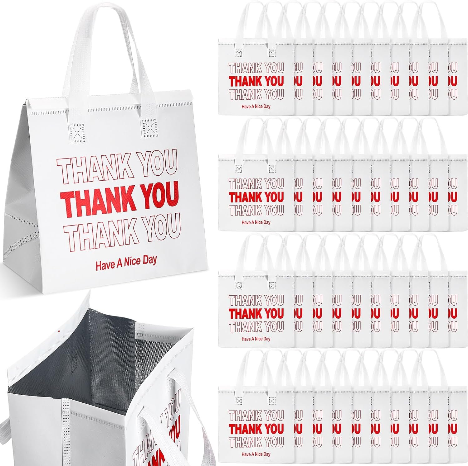 Großhandel 80 Stück isolierte Taschen für die Lieferung von Lebensmitteln 9,5 x 9,5 x 6 Zoll thermoisolierte Tasche für kalte und heiße Speisen, ideal für Catering, Restaurant, Picknick mit individuellem Logo, Hersteller von hochwertigen Thermotaschen.