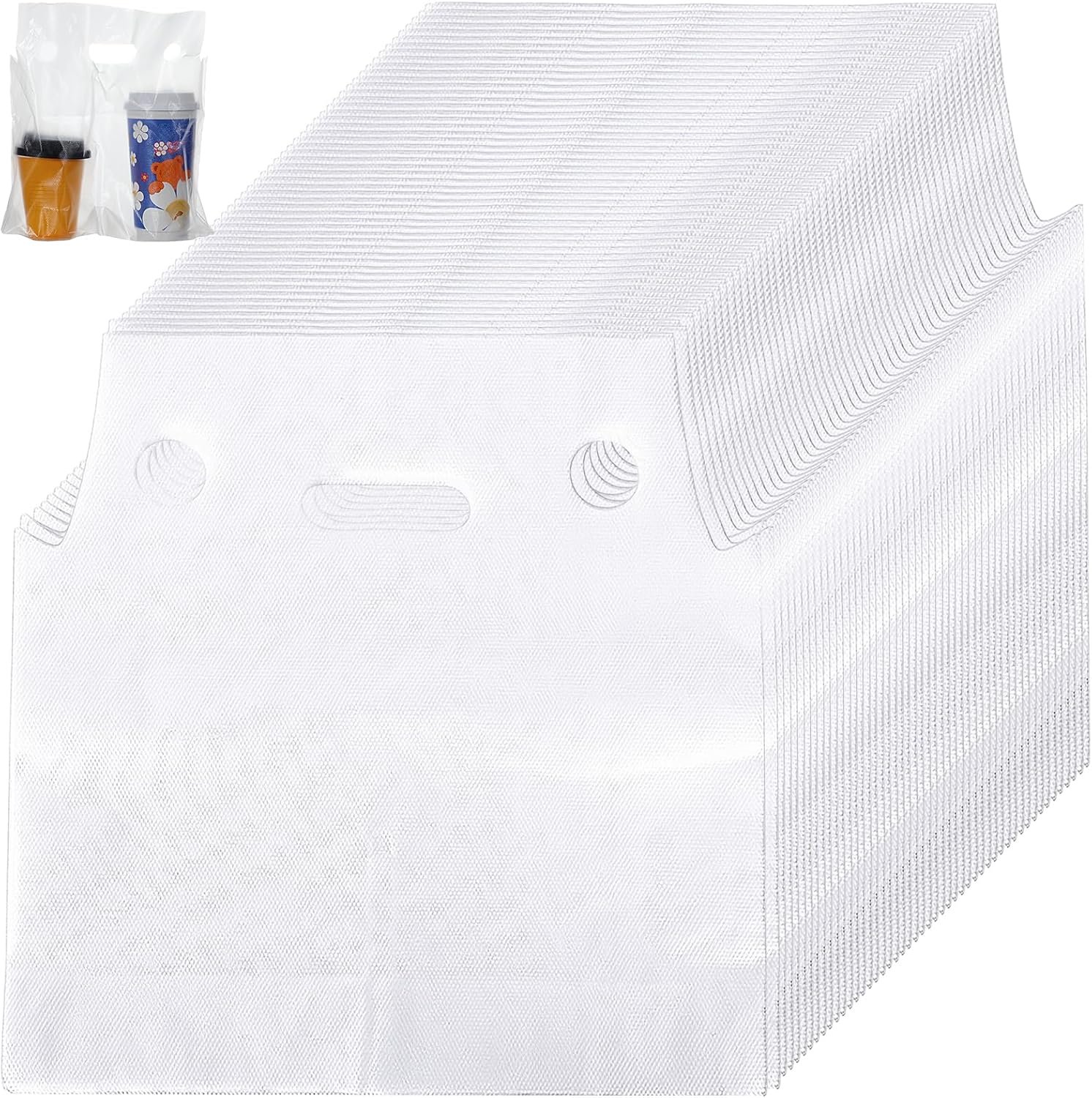 Großhandel 500er-Pack 2-Kup-Träger für Getränke, PE-Material Doppelbehälter mit Griff, individuell bedruckbar für Kaffee, Saft, Soda (30,98 cm L x 26,98 cm H) - Hersteller von Bulk-Lösungen für Getränke