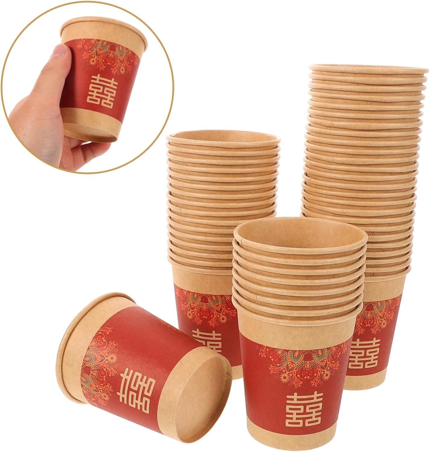 Großhandel 50 Stück Hochzeits-Pappbecher für heiße und kalte Getränke, ideales Partygeschirr für Feierlichkeiten und besondere Anlässe, individuell bedruckbar mit Logo, robustes Design für unvergessliche Momente, vom Hersteller.