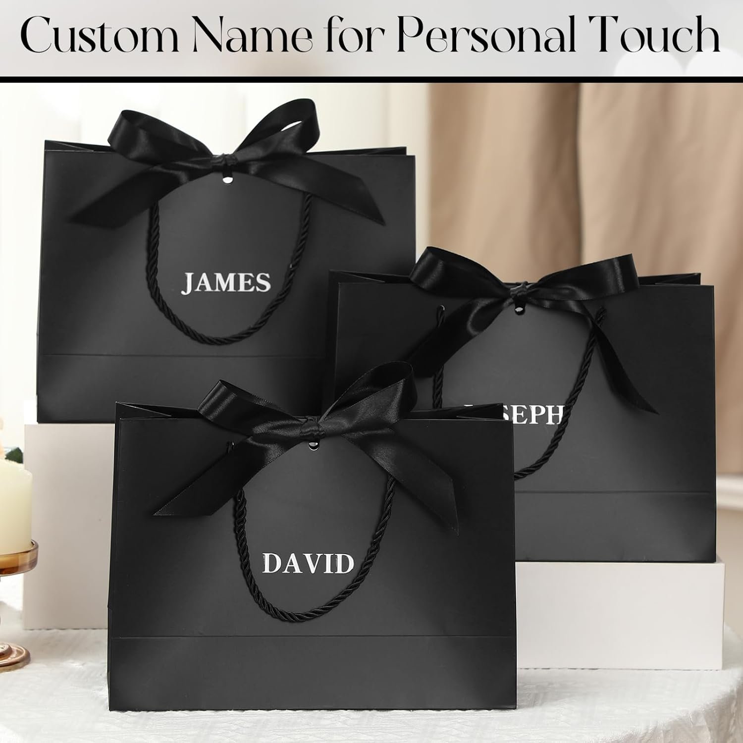 Großhandel 6er Pack personalisierte Geschenktüten mit Namen und Logo für Hochzeitsvorschläge, Junggesellenabschiede, Geburtstagsfeiern; individuelle Logos, Hersteller für besondere Anlässe, Bulk Rückgeschenke mit Handgriffen und Schleifen. Großhandel 6er Pack personalisierte Geschenktüten mit Namen und Logo für Hochzeitsvorschläge, Junggesellenabschiede, Geburtstagsfeiern; individuelle Logos, Hersteller für besondere Anlässe, Bulk Rückgeschenke mit Handgriffen und Schleifen.