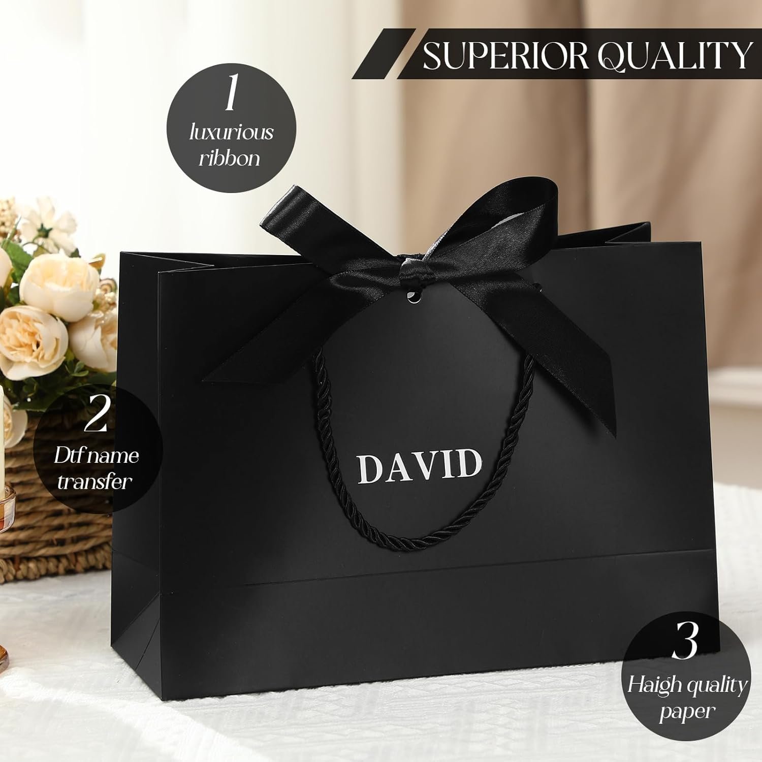 Großhandel 6er Pack personalisierte Geschenktüten mit Namen und Logo für Hochzeitsvorschläge, Junggesellenabschiede, Geburtstagsfeiern; individuelle Logos, Hersteller für besondere Anlässe, Bulk Rückgeschenke mit Handgriffen und Schleifen. Großhandel 6er Pack personalisierte Geschenktüten mit Namen und Logo für Hochzeitsvorschläge, Junggesellenabschiede, Geburtstagsfeiern; individuelle Logos, Hersteller für besondere Anlässe, Bulk Rückgeschenke mit Handgriffen und Schleifen.