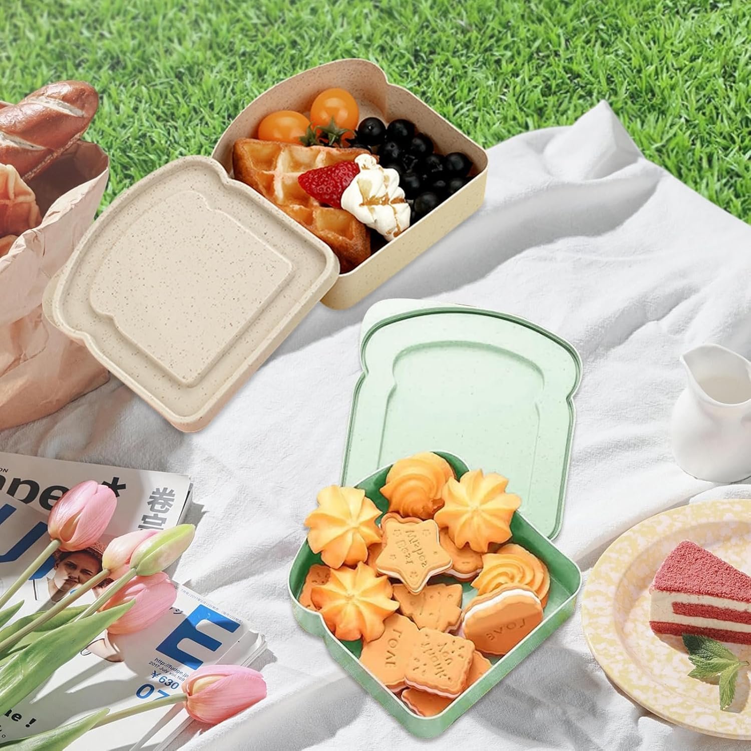 Großhandel 2 Stück Behälter für Sandwiches in Toastform, BPA-frei, wiederverwendbar, für Lunchboxen, Mikrowellen- und spülmaschinenfest, eigener Hersteller mit individuellem Logo, ideal für Familien und Erwachsene (Grün & Weiß) Großhandel 2 Stück Behälter für Sandwiches in Toastform, BPA-frei, wiederverwendbar, für Lunchboxen, Mikrowellen- und spülmaschinenfest, eigener Hersteller mit individuellem Logo, ideal für Familien und Erwachsene (Grün & Weiß)