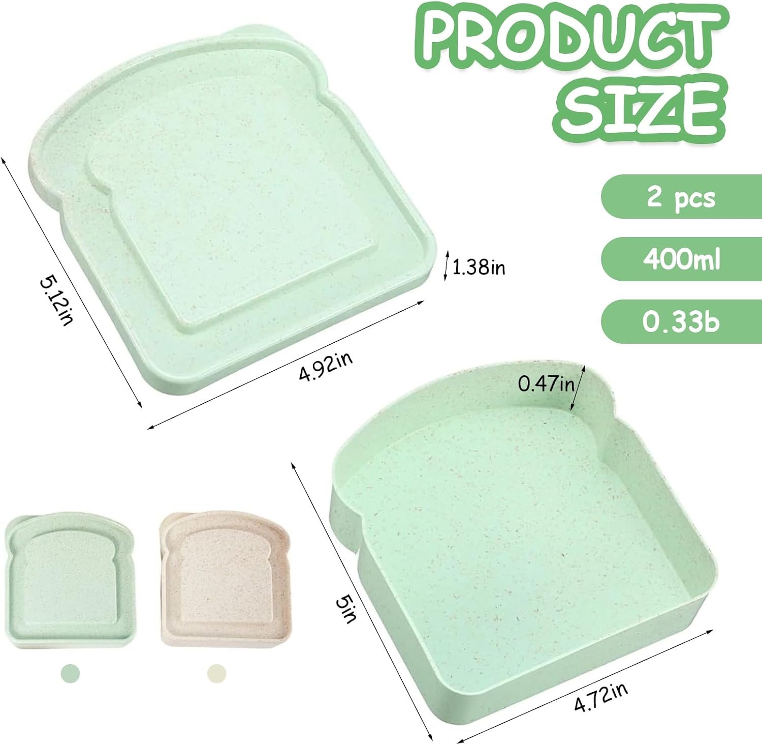 Großhandel 2 Stück Behälter für Sandwiches in Toastform, BPA-frei, wiederverwendbar, für Lunchboxen, Mikrowellen- und spülmaschinenfest, eigener Hersteller mit individuellem Logo, ideal für Familien und Erwachsene (Grün & Weiß) Großhandel 2 Stück Behälter für Sandwiches in Toastform, BPA-frei, wiederverwendbar, für Lunchboxen, Mikrowellen- und spülmaschinenfest, eigener Hersteller mit individuellem Logo, ideal für Familien und Erwachsene (Grün & Weiß)