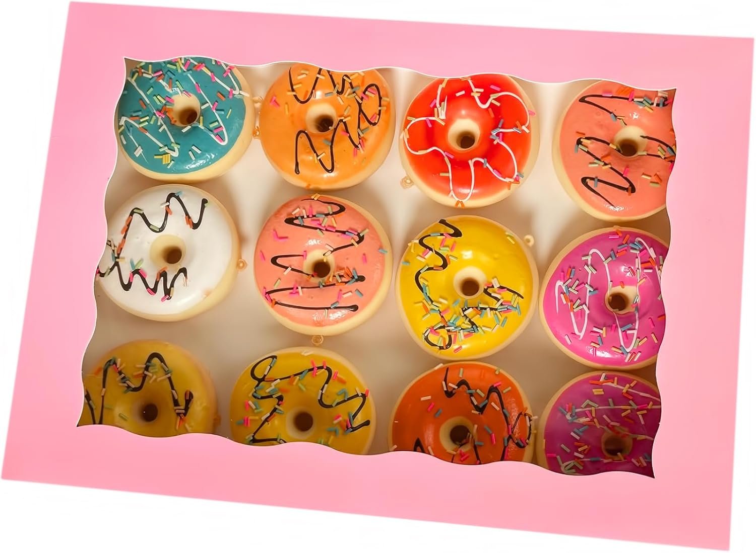 Großhandel 8-PACK Pink Kuchenbox 14x10x3 Zoll, große Donuts, Muffins, Keksboxen mit PVC-Fenster - Auto-Pop-up Papierbox aus Naturkarton, Packung mit 8, Individuelles Logo, Hersteller.