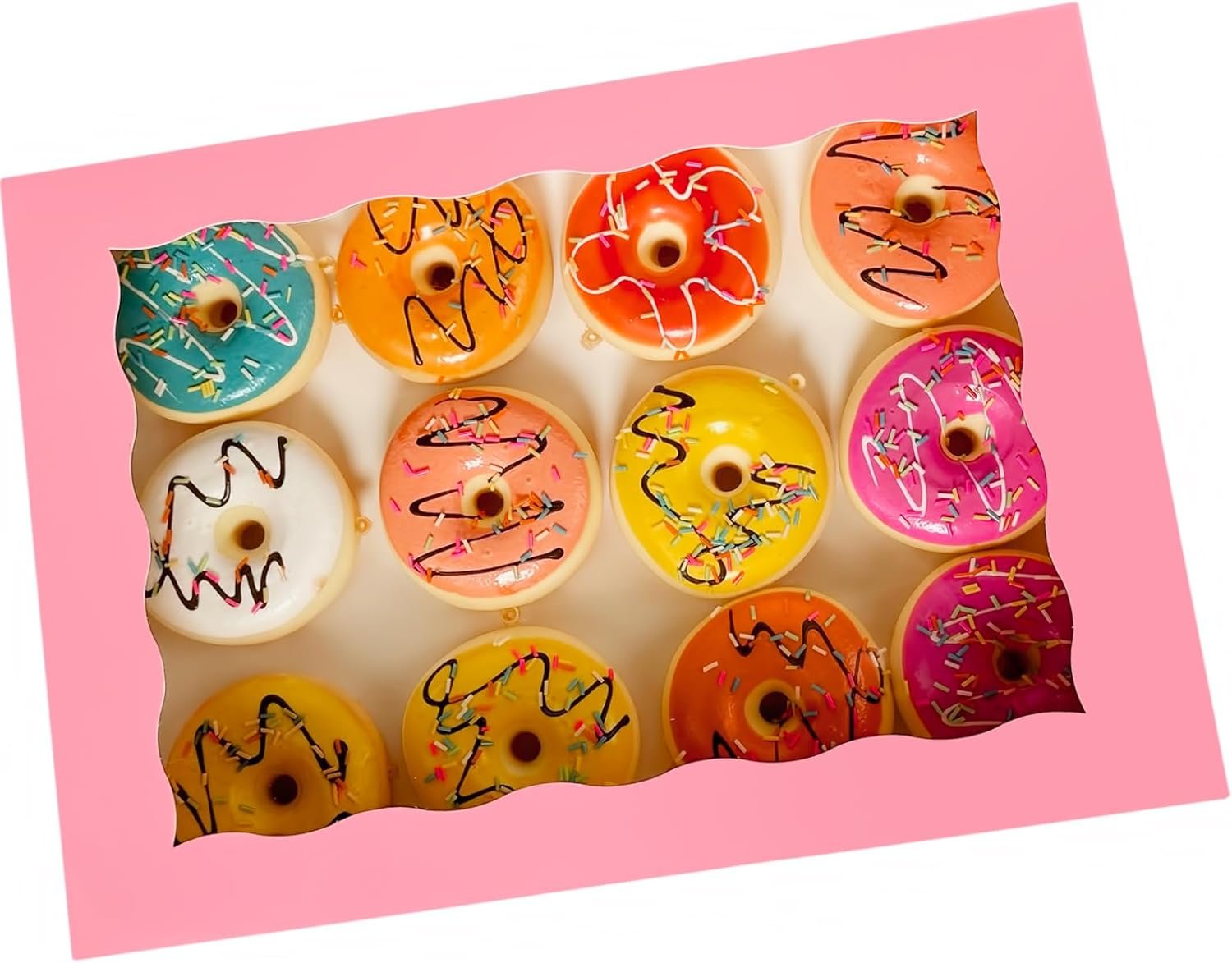 Großhandel 8-PACK Pink Kuchenbox 14x10x3 Zoll, große Donuts, Muffins, Keksboxen mit PVC-Fenster - Auto-Pop-up Papierbox aus Naturkarton, Packung mit 8, Individuelles Logo, Hersteller.