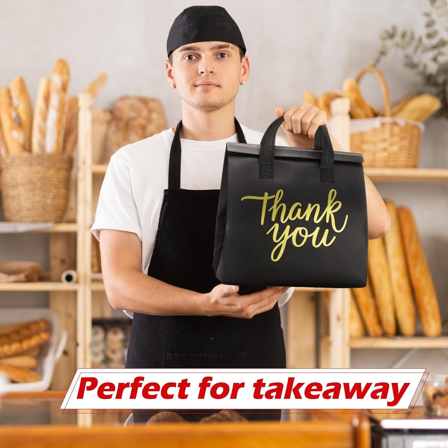 Großhandel 80 Stück Isolierbeutel für Lebensmittellieferungen 9,5 x 9,5 x 6 Zoll Take Away Taschen für heiße und kalte Speisen, Kaffee, Milch, Meeresfrüchte, Pizza, Catering, Restaurant, individuelles Logo, Hersteller, Bulk.