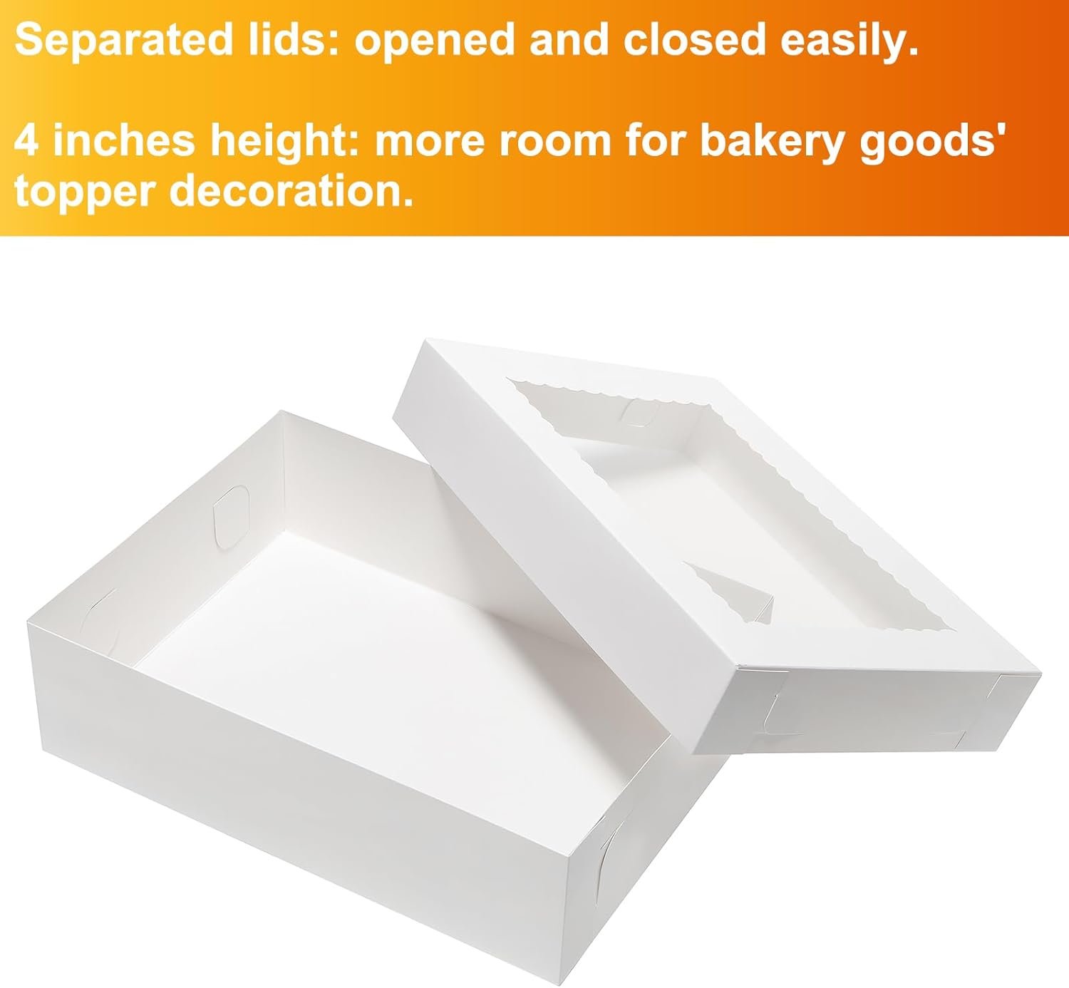 Großhandel 14x10x4 Kuchenboxen 6 Stück rechteckige Viertelblatt Backboxen mit Fenster - Donuts, Gebäck, Torte, Pie, weiße Pappe Treat Verpackung OEM, Hersteller, Eigenmarke