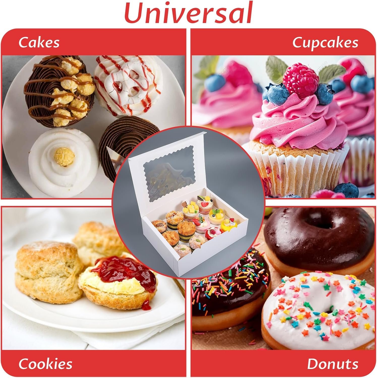 Großhandel 24 Stück Cupcake Boxen 13x10x4 Zoll mit Fenster, großer Halbsheet-Kuchenbox für Kuchen, Gebäck, Donuts und Tortenverpackung, Individuelles Logo, zuverlässiger Hersteller für Bulk-Bestellungen.