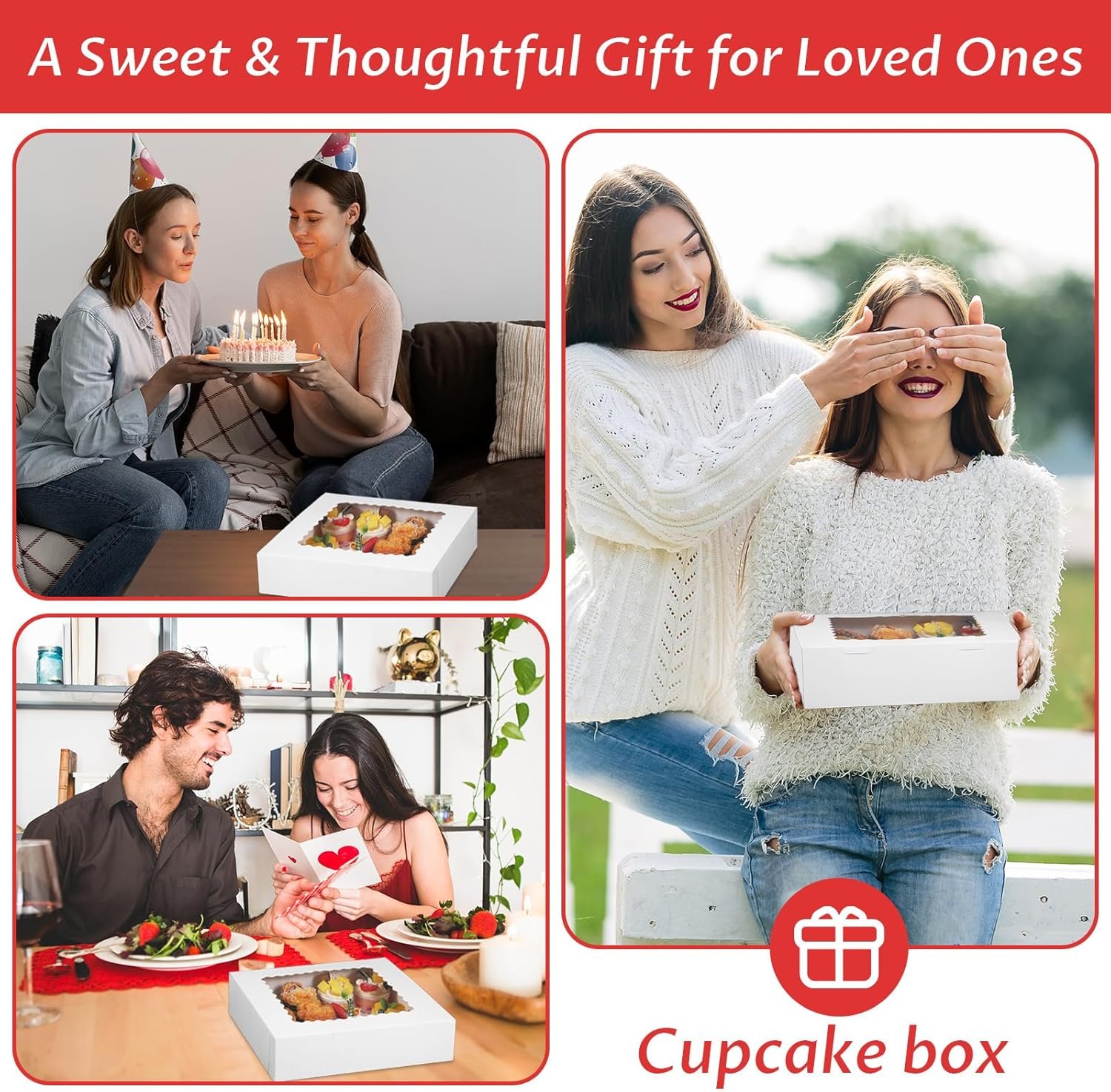 Großhandel 24 Stück Cupcake Boxen 13x10x4 Zoll mit Fenster, großer Halbsheet-Kuchenbox für Kuchen, Gebäck, Donuts und Tortenverpackung, Individuelles Logo, zuverlässiger Hersteller für Bulk-Bestellungen.