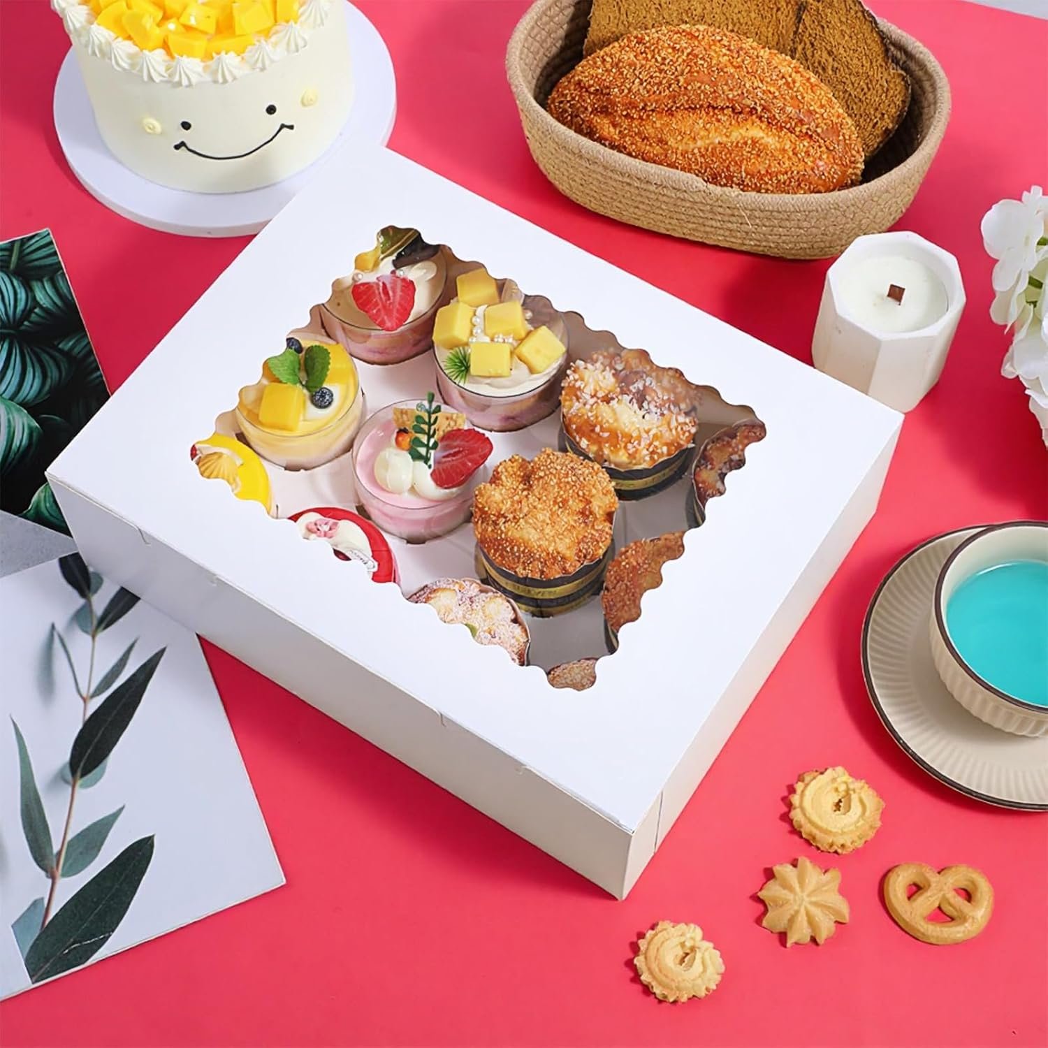 Großhandel 24 Stück Cupcake Boxen 13x10x4 Zoll mit Fenster, großer Halbsheet-Kuchenbox für Kuchen, Gebäck, Donuts und Tortenverpackung, Individuelles Logo, zuverlässiger Hersteller für Bulk-Bestellungen.