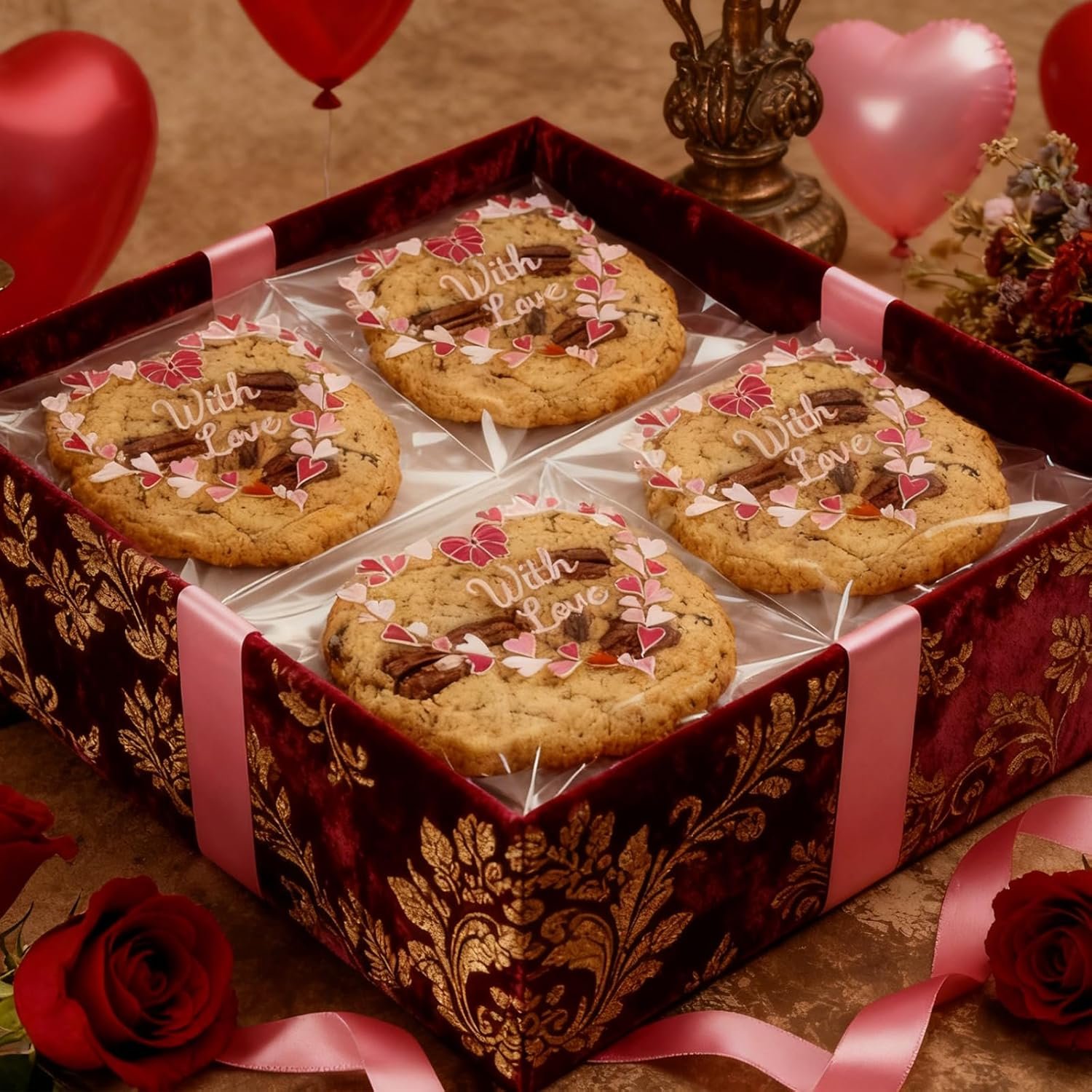 Großhandel 200 Stück 5x7 Zoll Selbstklebende Zellophantüten, Herzmuster in Pink für die eigene Marke, perfekte Geschenktüten für Valentinstag und Schulklassen. OEM Hersteller für Bäckereien.