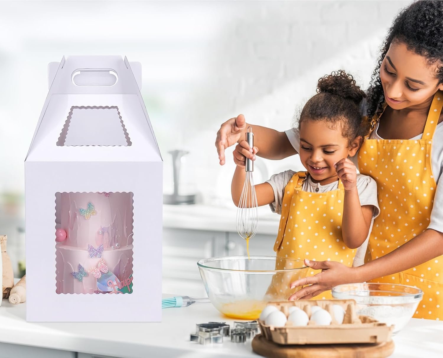 Großhandel hohe Kuchenboxen für mehrstöckige Torten 4er Pack 10 & 12 Zoll Einweg große Torten-Trägerboxen mit Fenster zur sicheren Beförderung mit individuellem Logo vom Hersteller