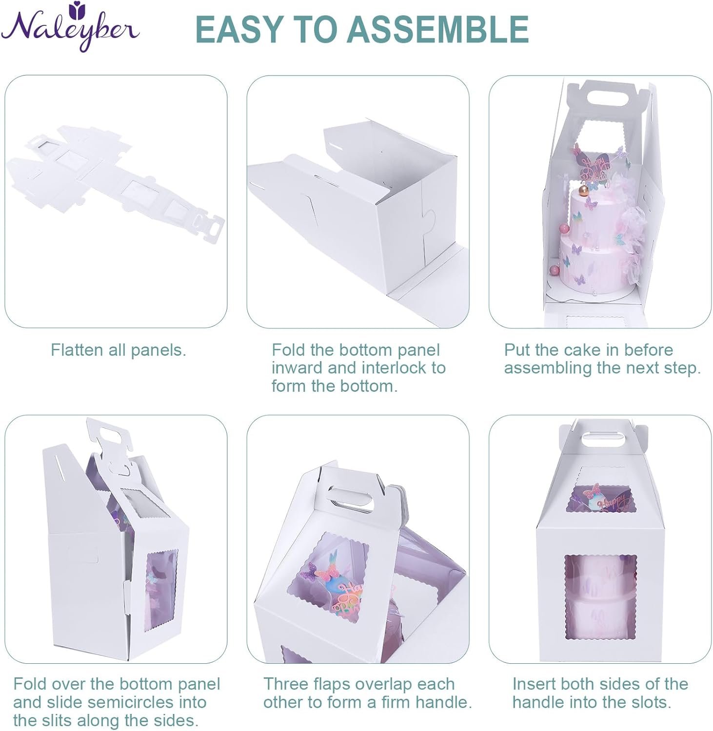 Großhandel hohe Kuchenboxen für mehrstöckige Torten 4er Pack 10 & 12 Zoll Einweg große Torten-Trägerboxen mit Fenster zur sicheren Beförderung mit individuellem Logo vom Hersteller