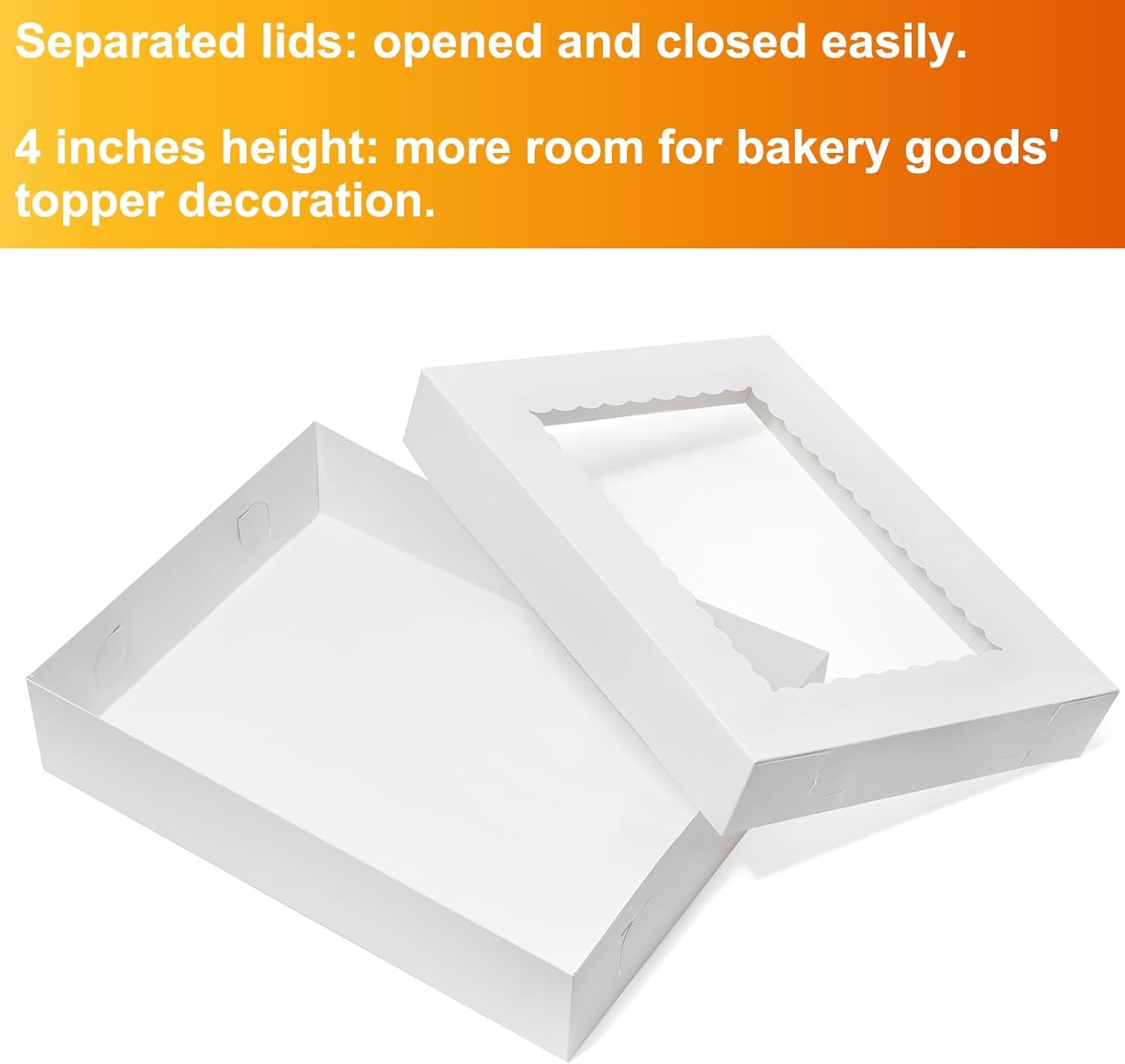 Großhandel 12 Stück 19x14x4 Zoll Kuchenboxen rechteckig Halbblech 1/2 Sheet Bäckerei Boxen mit Fenster - Donuts, Gebäck, Kuchen, Torte weiße Pappe Verpackung mit individuellem Logo vom Hersteller