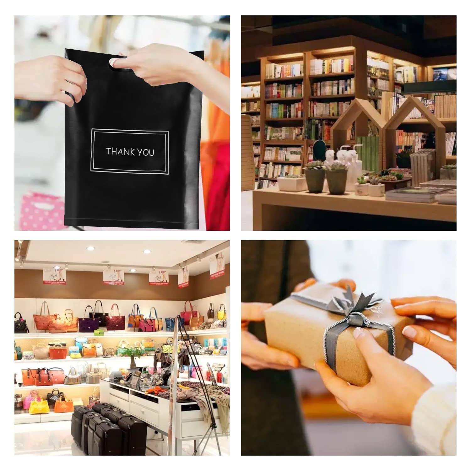 Großhandel 200 Stück wiederverwendbare schwarze Plastiktüten mit Griffen, ideale Merchandise-Taschen für Kleidung und Zubehör, geeignet für kleine Unternehmen, Eigenmarke, 8x12 und 12x15 Größe. Großhandel 200 Stück wiederverwendbare schwarze Plastiktüten mit Griffen, ideale Merchandise-Taschen für Kleidung und Zubehör, geeignet für kleine Unternehmen, Eigenmarke, 8x12 und 12x15 Größe.