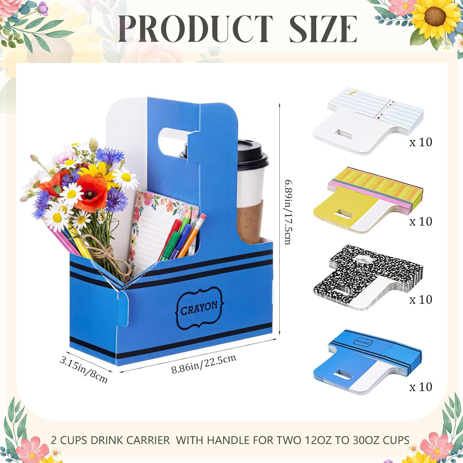 Großhandel 40 Stück Lehrer Wertschätzung Geschenke, faltbare Träger für Getränke mit Griffen, ideales Kraftpapier für heiße und kalte Getränke, individuell bedruckbar, Hersteller für Bürozubehör und Schulbedarf.