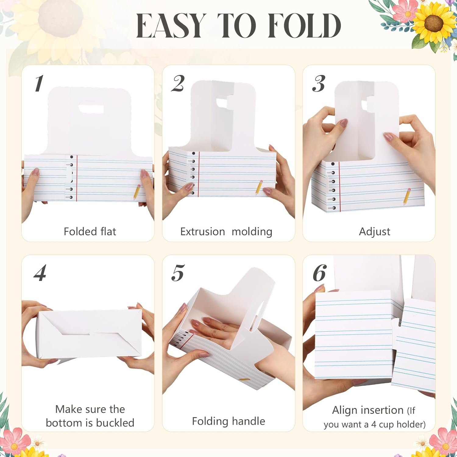 Großhandel 40 Stück Lehrer Wertschätzung Geschenke, faltbare Träger für Getränke mit Griffen, ideales Kraftpapier für heiße und kalte Getränke, individuell bedruckbar, Hersteller für Bürozubehör und Schulbedarf.