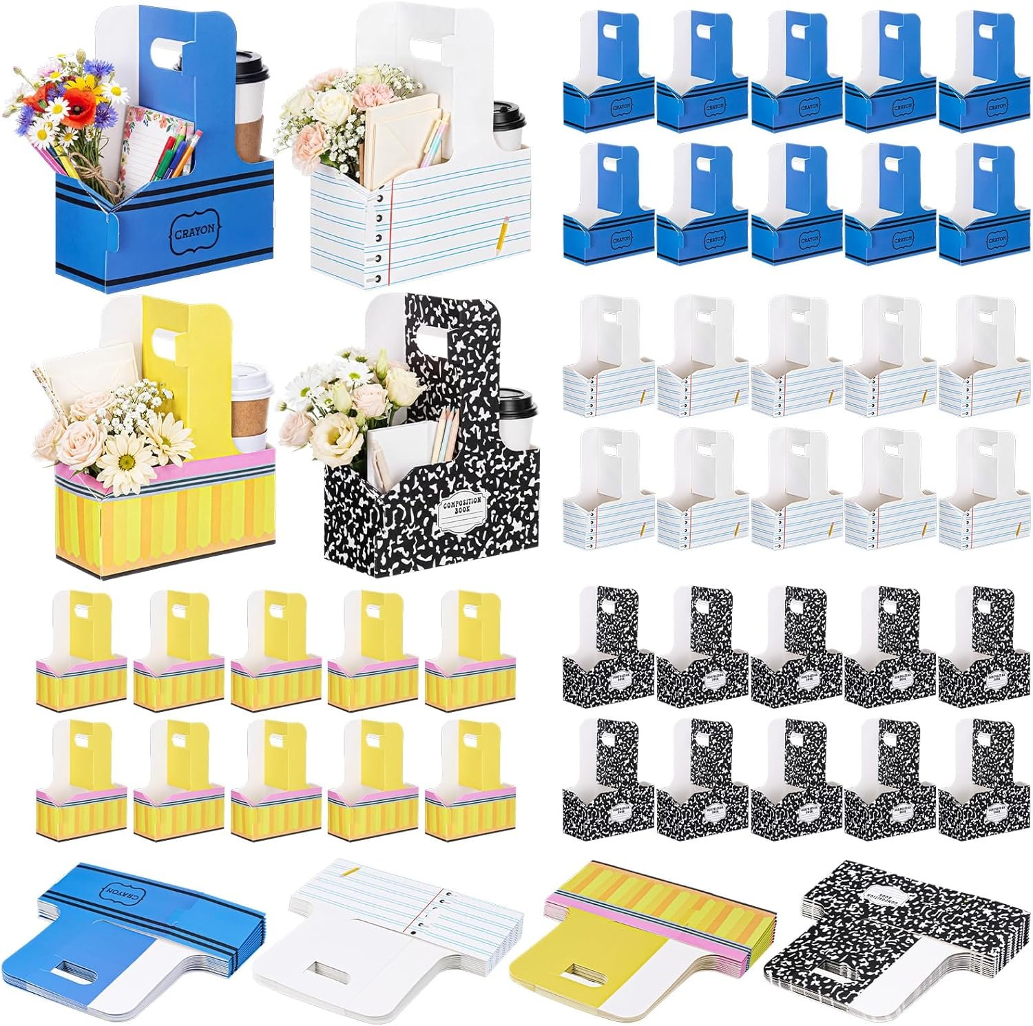 Großhandel 40 Stück Lehrer Wertschätzung Geschenke, faltbare Träger für Getränke mit Griffen, ideales Kraftpapier für heiße und kalte Getränke, individuell bedruckbar, Hersteller für Bürozubehör und Schulbedarf.