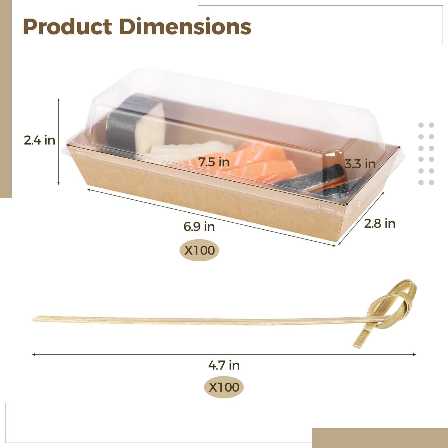Großhandel 100 Stück Papier Charcuterie Boxen mit klaren Deckeln, 7,5 x 3,3 x 2,4 Zoll Sandwichboxen mit 100 Holzstäbchen, OEM Einweg Lebensmittelbehälter für Süßigkeiten, Kekse, Desserts, Früchte, Hersteller von Skewern