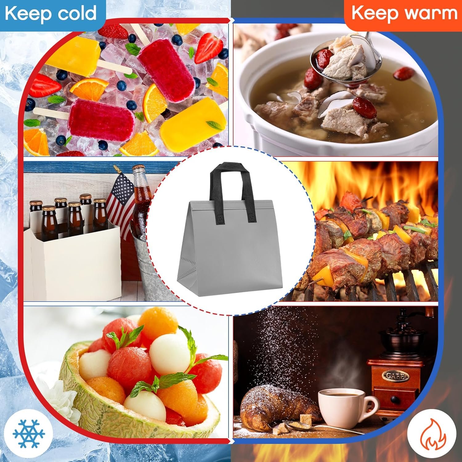 Großhandel 300 Stück Isolierte Taschen für Lebensmittellieferungen 9,5 x 9,5 x 6 Thermal Take Away Tasche für heiße und kalte Speisen Catering Herstellung von individuellen Logos und Eigenmarken. Großhandel 300 Stück Isolierte Taschen für Lebensmittellieferungen 9,5 x 9,5 x 6 Thermal Take Away Tasche für heiße und kalte Speisen Catering Herstellung von individuellen Logos und Eigenmarken.
