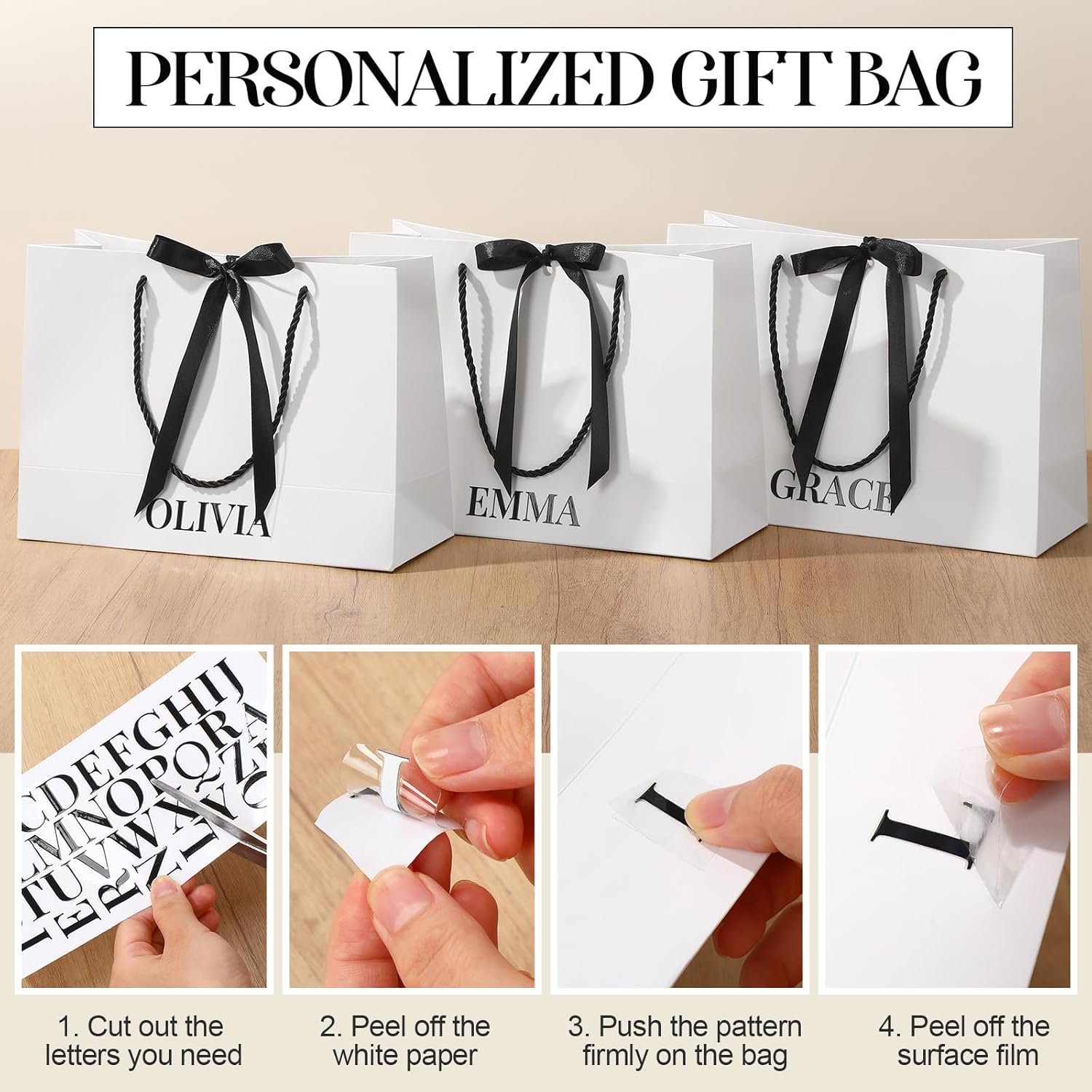 Großhandel Set aus 8 personalisierten Papiertüten für Brautjungfern mit Schleifen Name Aufkleber 11x8 Zoll, hergestellt von einem zuverlässigen Hersteller, ideale Hochzeitsgeschenke für Hochzeit, Brautdusche, Verlobung und Geburtstagsfeiern.