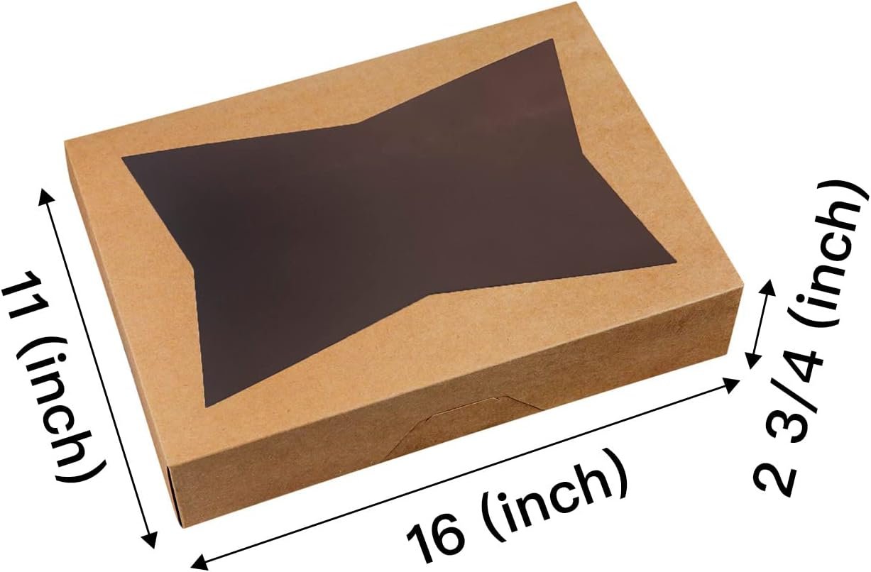 Großhandel 15er Pack braune Konditorei-Backbox, 16x11x2.75 Zoll, mit Fenster, für große Donuts, Muffins, Kekse, Auto-Pop-up Papierbox aus Naturkarton, hält 12 Donuts, Hersteller, Eigenmarke. Großhandel 15er Pack braune Konditorei-Backbox, 16x11x2.75 Zoll, mit Fenster, für große Donuts, Muffins, Kekse, Auto-Pop-up Papierbox aus Naturkarton, hält 12 Donuts, Hersteller, Eigenmarke.