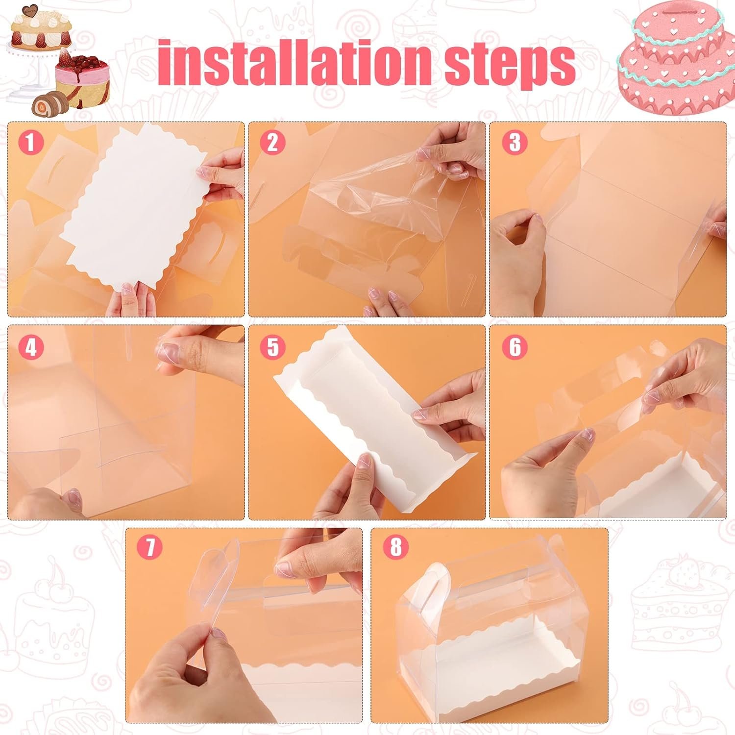 Großhandel Klarglas Gable Boxen mit Karton und Griffen für Kekse, Gebäck, Cupcakes und Desserts, 6,3 x 3,6 x 3,6 Zoll, individuelles Logo, Hersteller für Hochzeit und Party.