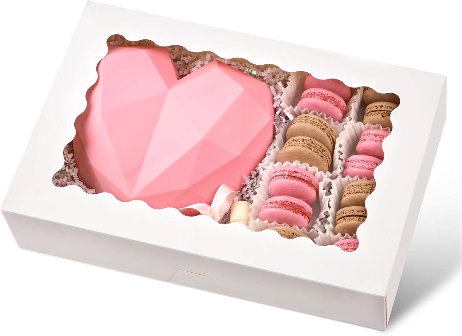 Großhandel 20 Packungen Backboxen, 12x8x2,5 Zoll Keksboxen mit Fenster, für individuelle Logos, Hersteller von automatischen Popup-Bescherungen für Schokoladenüberzogene Erdbeeren, Gebäck, Donuts, Muffins und zerbrechliche Herzen.