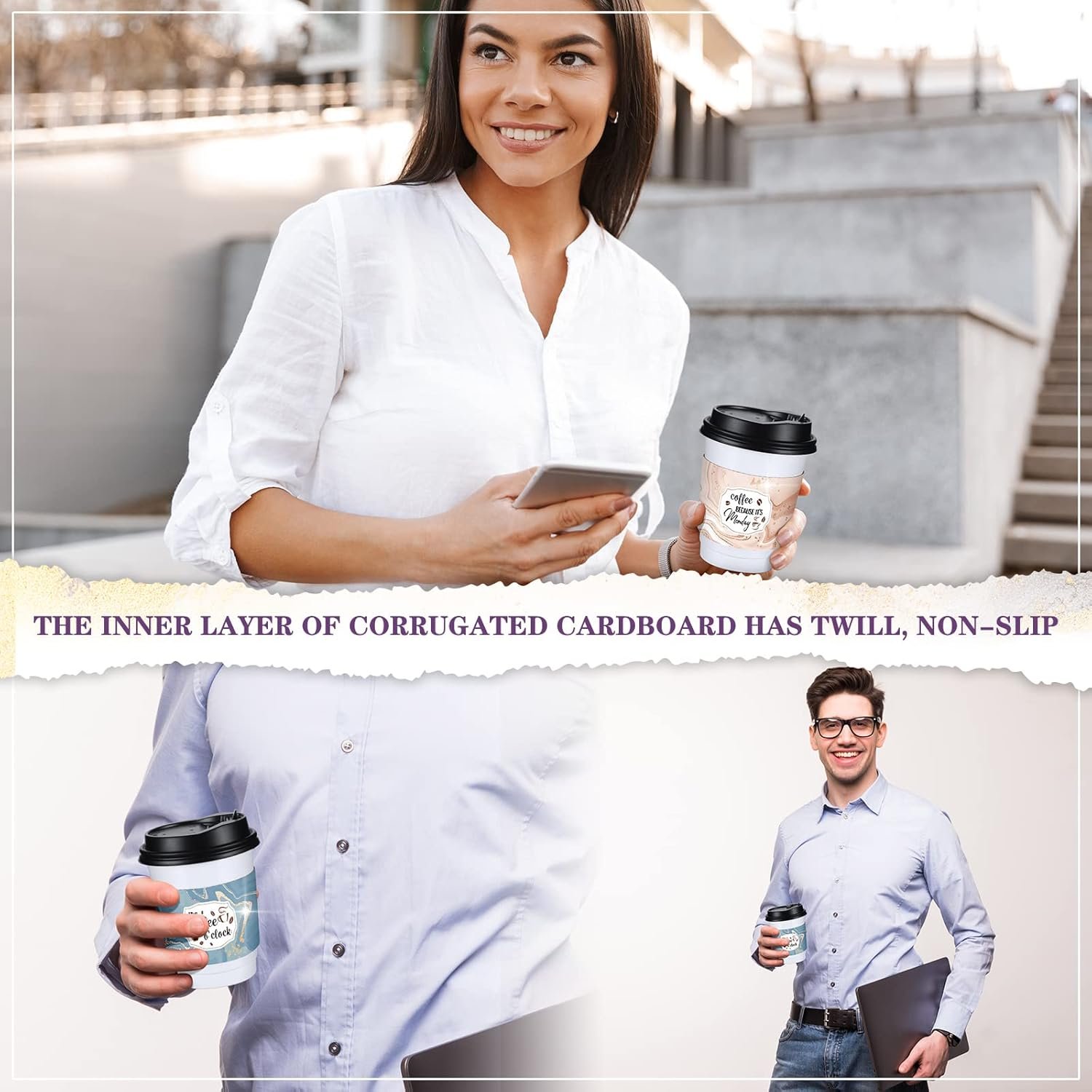 Großhandel 500 Stück Papiersleeves für 12 und 16 oz Kaffebecher, OEM-fähig, Hersteller von Wellpappejacken für heiße und kalte Getränke wie Schokolade, Kakao oder Tee im Marmor-Design. Großhandel 500 Stück Papiersleeves für 12 und 16 oz Kaffebecher, OEM-fähig, Hersteller von Wellpappejacken für heiße und kalte Getränke wie Schokolade, Kakao oder Tee im Marmor-Design.