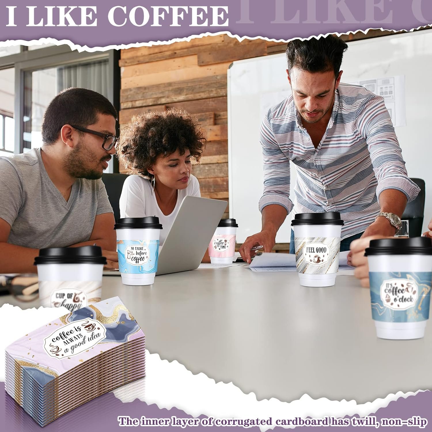 Großhandel 500 Stück Papiersleeves für 12 und 16 oz Kaffebecher, OEM-fähig, Hersteller von Wellpappejacken für heiße und kalte Getränke wie Schokolade, Kakao oder Tee im Marmor-Design. Großhandel 500 Stück Papiersleeves für 12 und 16 oz Kaffebecher, OEM-fähig, Hersteller von Wellpappejacken für heiße und kalte Getränke wie Schokolade, Kakao oder Tee im Marmor-Design.