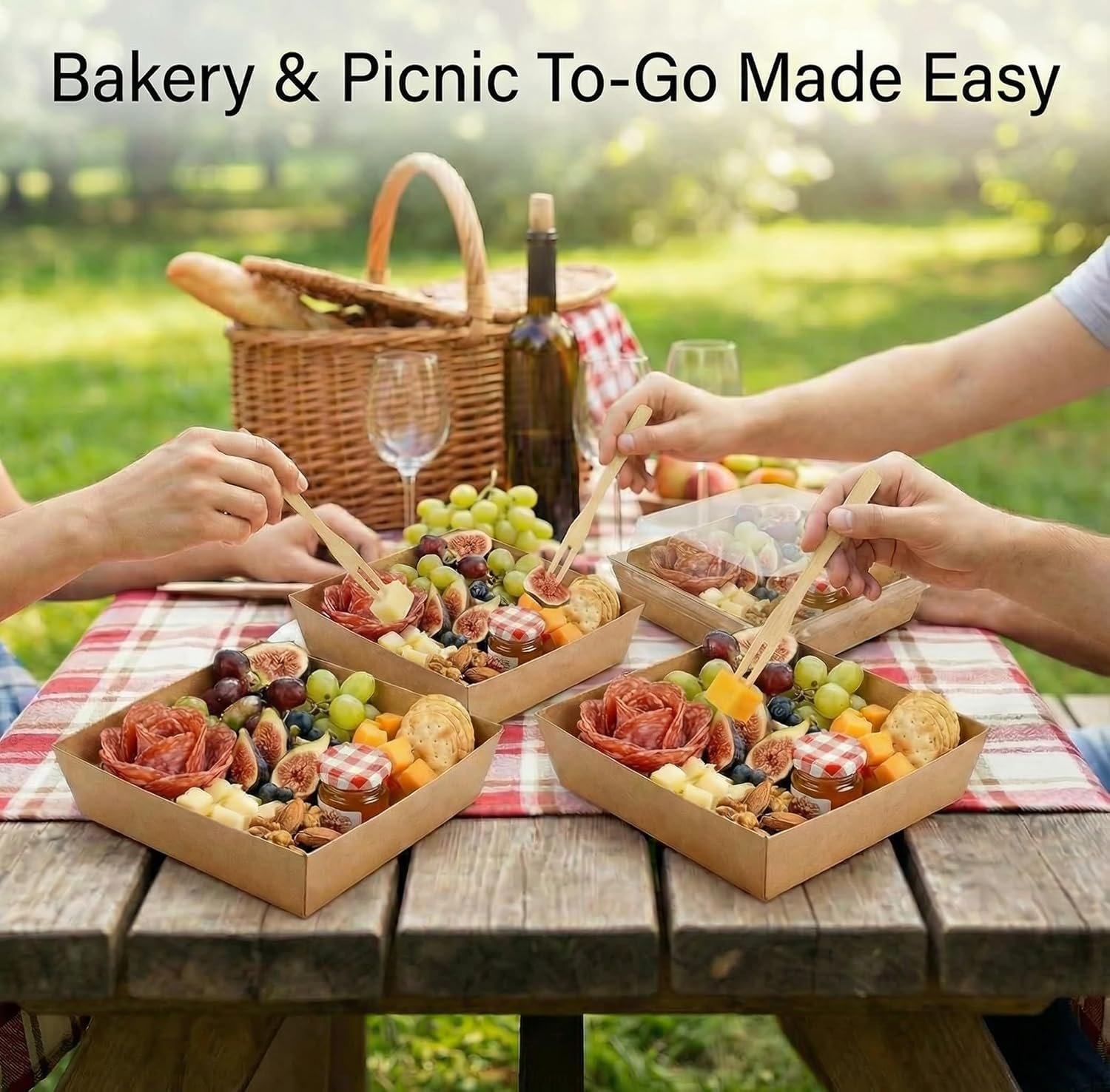 Großhandel 60er Pack kleine Charcuterie-Boxen mit klaren Deckeln, individuelle Mini-Papier-Charcuterie-Boards mit Deckel, OEM-Optionen für Lebensmittel, Sushi, Sandwich, Charcuterie-Zubehör in Bulk.