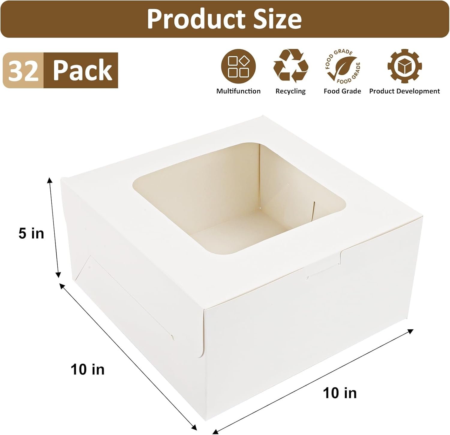 Großhandel 32 Stück Kuchenboxen, 10x10x5 Zoll Tortenbehälter mit Fenster, individuelle Logo Bakery-Boxen für Valentinstag, Muttertag, Kekse, Cupcakes, Pies, OEM Großhandel 32 Stück Kuchenboxen, 10x10x5 Zoll Tortenbehälter mit Fenster, individuelle Logo Bakery-Boxen für Valentinstag, Muttertag, Kekse, Cupcakes, Pies, OEM