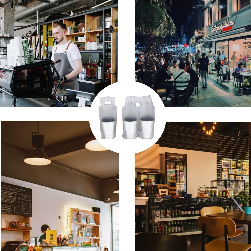 Großhandel 32oz Trinkverpackungsbeutel mit Griff, 100 Stück klare Kunststofftaschen für Getränkebehälter, Individuelles Logo für Lieferservice, Hersteller von Verpackungslösungen