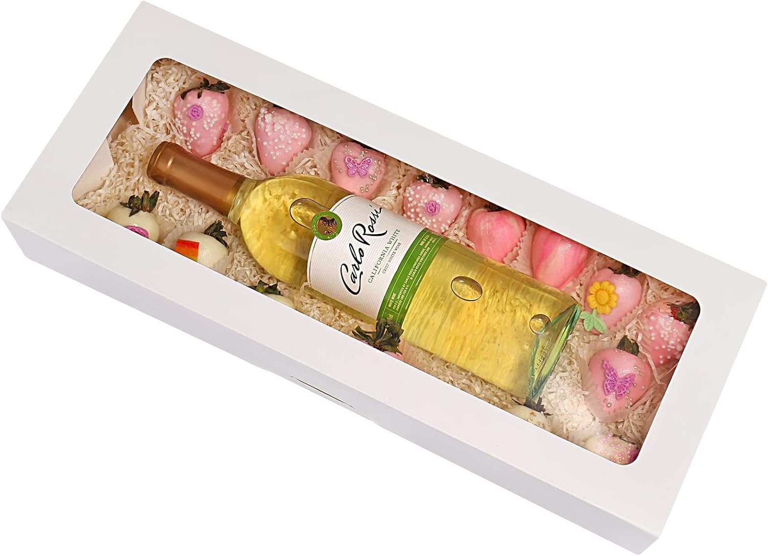 Großhandel 20-Pack 16" x 6,5" x 2,5" Kuchenboxen mit Fenster, weiße Backwarenboxen, individuelle Logooptionen für Erdbeeren und Gebäck, Hersteller von langen Leckereiboxen in Bulk.