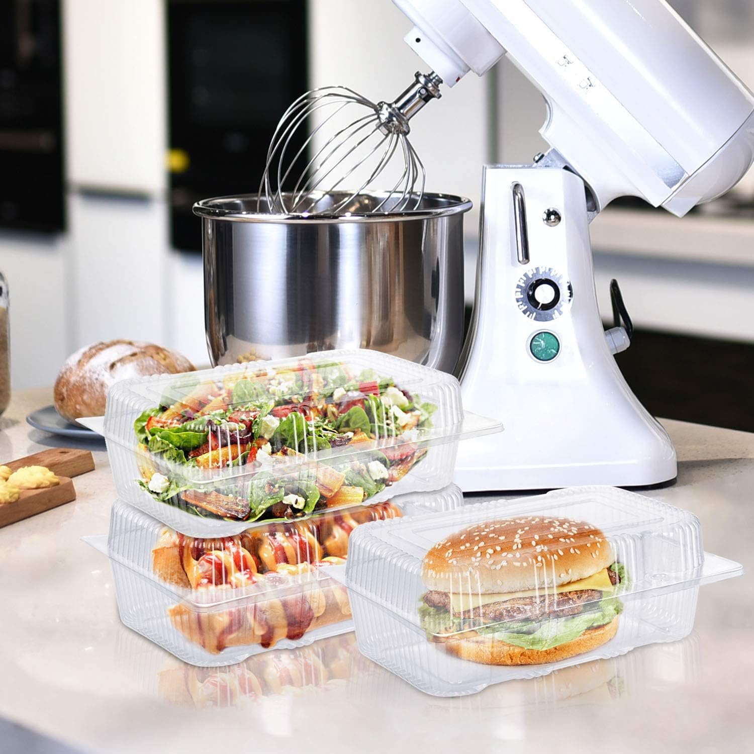 Großhandel 70 Stück Klarsicht-Klappbehälter für Lebensmittel, internes Maß 16 cm Länge x 10 cm Breite x 7 cm Höhe, Hersteller für individuelle Logos und OEM-Optionen.