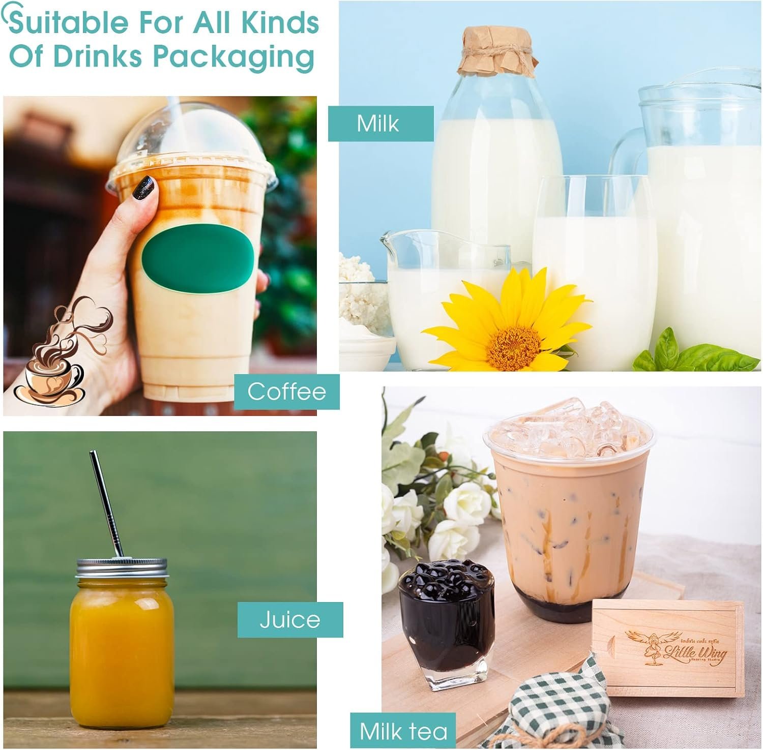 Großhandel 200 Stück Getränketräger für Lieferung, klare Kunststofftaschen mit Griff für Getränke, 16 x 24 cm, als OEM von Hersteller für Bar, Restaurant und Cafébedarf.