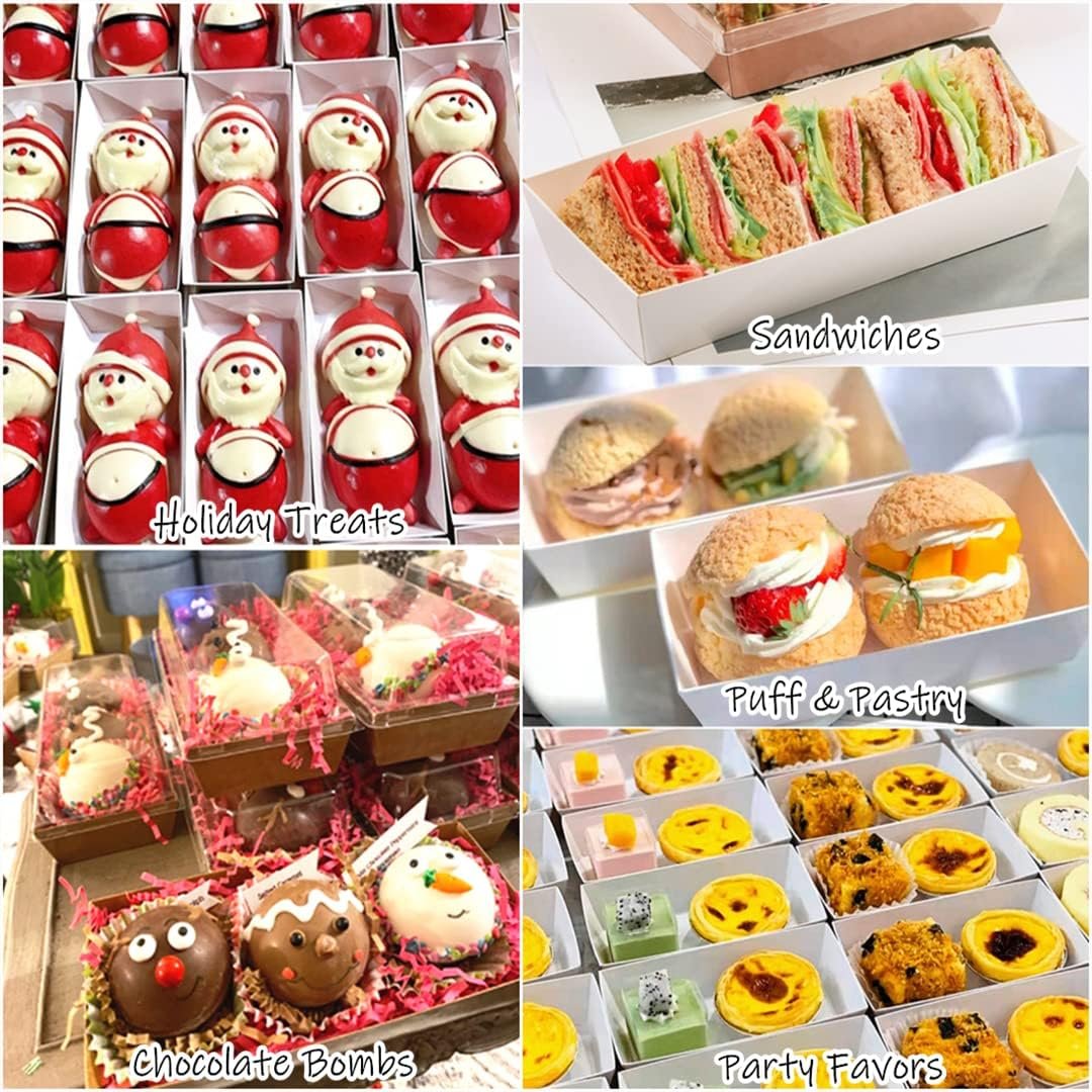 Großhandel 50 Pack Weißer Backboxen für Kekse, individuelle Logo Option, kleine Treat-Boxen für Pastries, Sandwiches, Cupcakes und Erdbeeren, Dessert To Go Behälter.