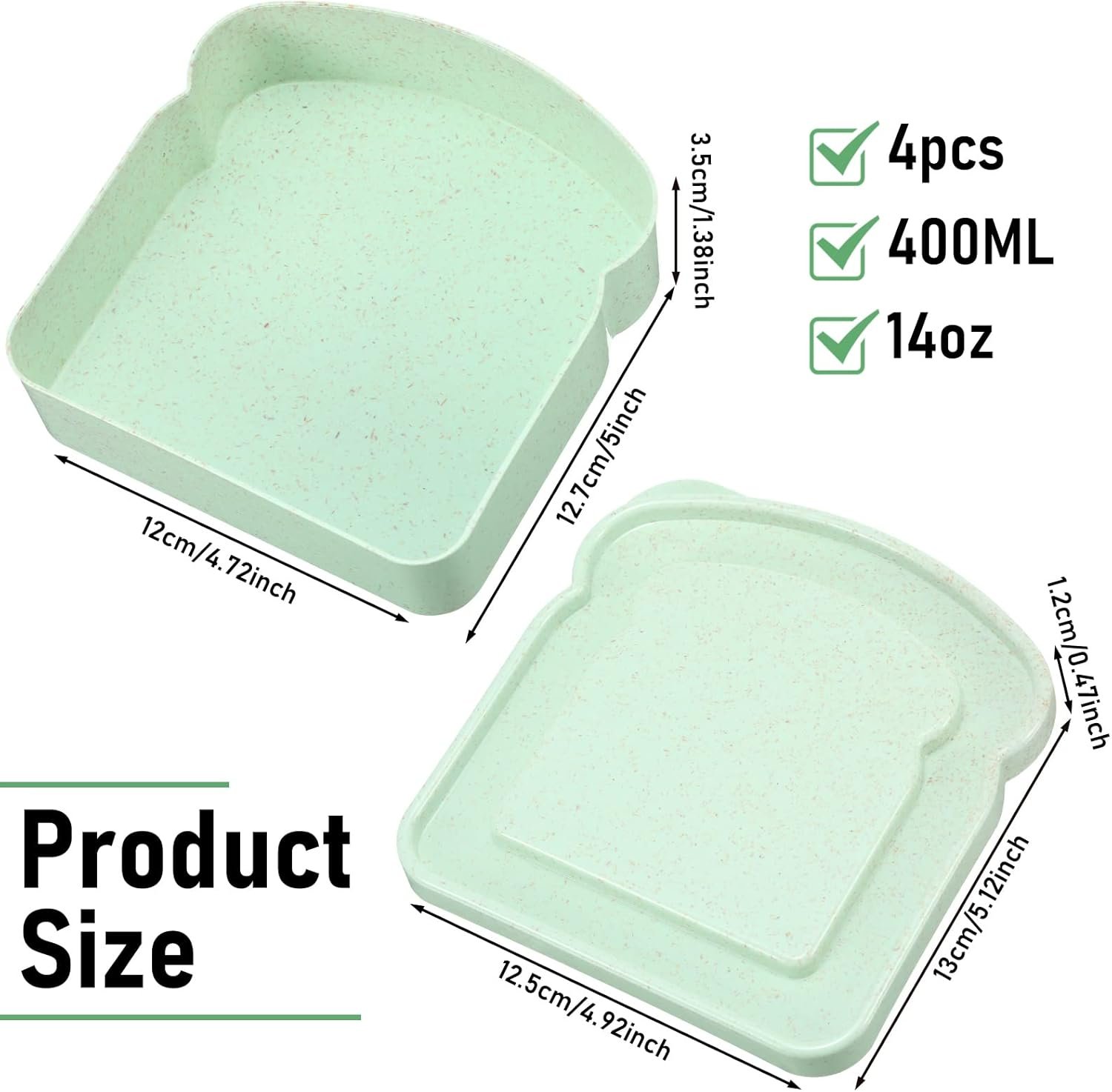 Großhandel Sandwich Box aus Kunststoff, 14 oz Toastform, Hersteller für individuelle Logos, lebensmittelsicher und spülmaschinenfest, 4 Stück Sandwichbehälter.