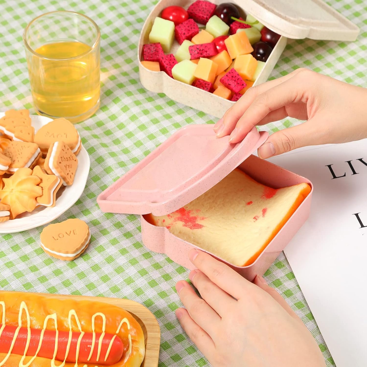 Großhandel Sandwich Box aus Kunststoff, 14 oz Toastform, Hersteller für individuelle Logos, lebensmittelsicher und spülmaschinenfest, 4 Stück Sandwichbehälter.