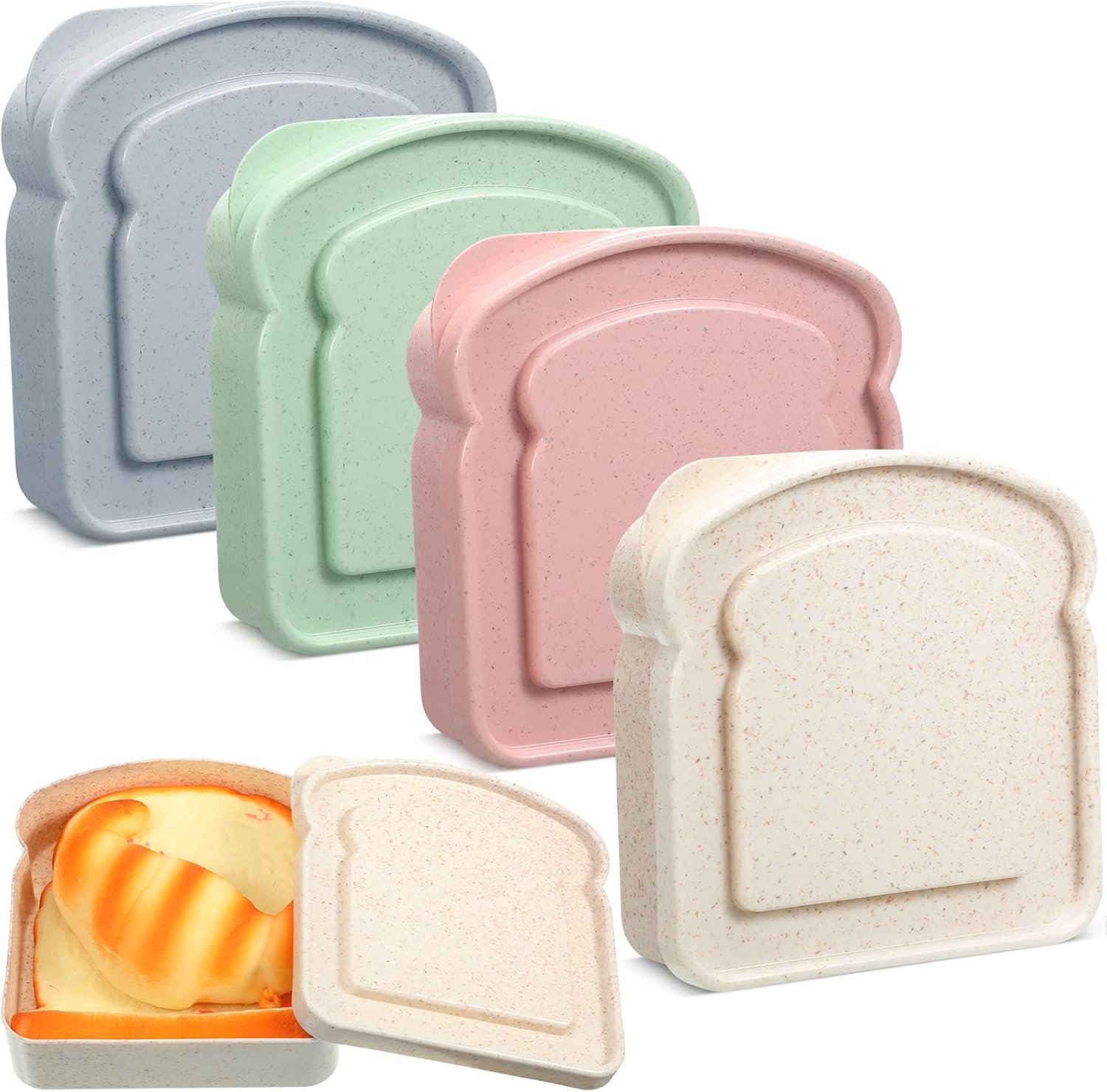 Großhandel Sandwich Box aus Kunststoff, 14 oz Toastform, Hersteller für individuelle Logos, lebensmittelsicher und spülmaschinenfest, 4 Stück Sandwichbehälter.