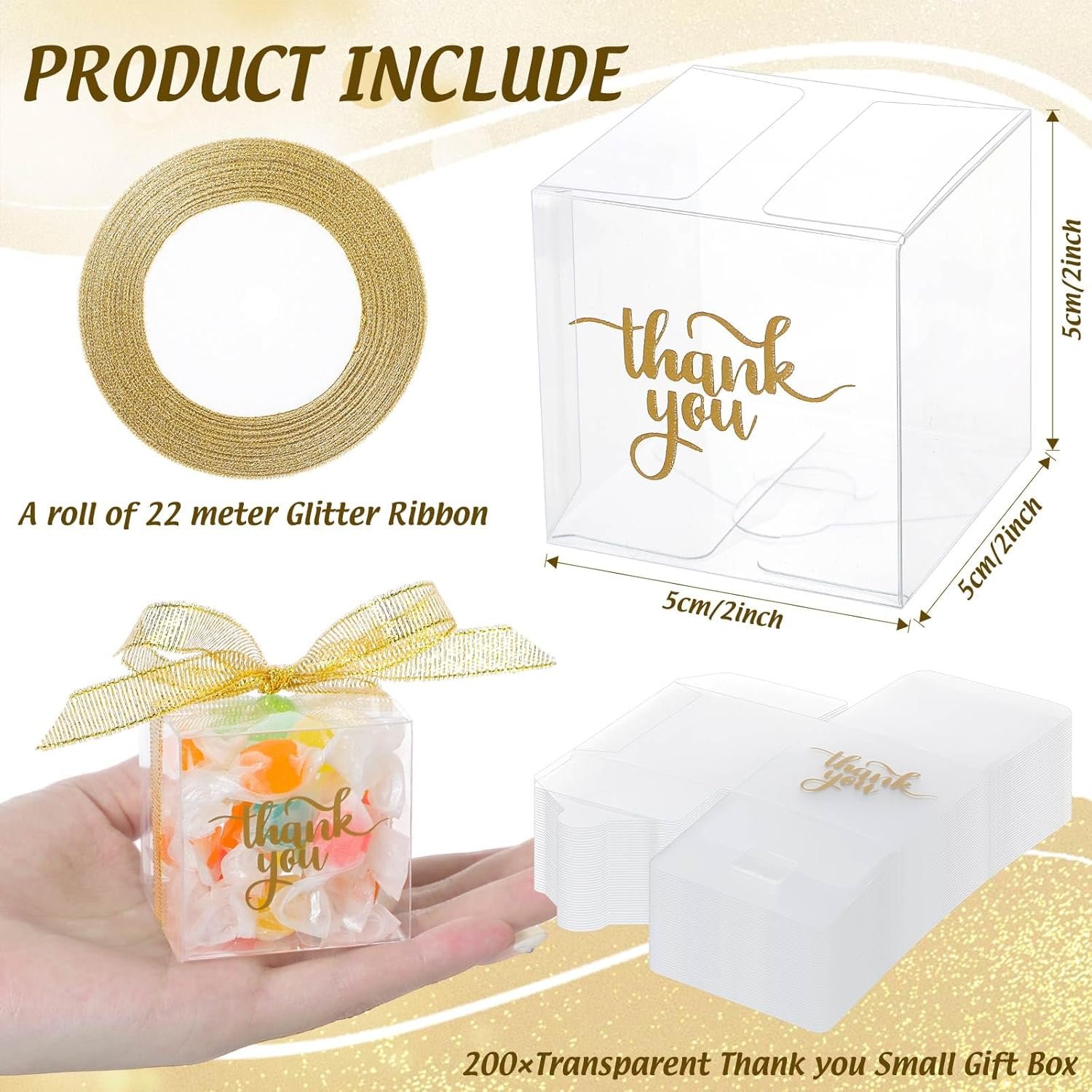 Großhandel klare Geschenkeboxen 200 Stück mit Deckel und Schleife, transparent für Partygeschenke (2 x 2 x 2 Zoll), individuell bedruckbar, von zuverlässigen Herstellern, perfekt für Bulk-Bestellungen von Leckereien und Süßigkeiten.