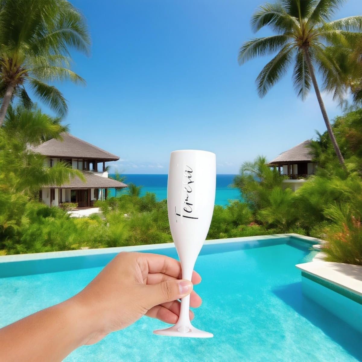 Großhandel personalisierte Plastik-Champagnergläser, individuelles Logo für Hochzeitsfeiern, benutzerdefinierte Namens-Partygeschenke (1 Stück) vom Hersteller