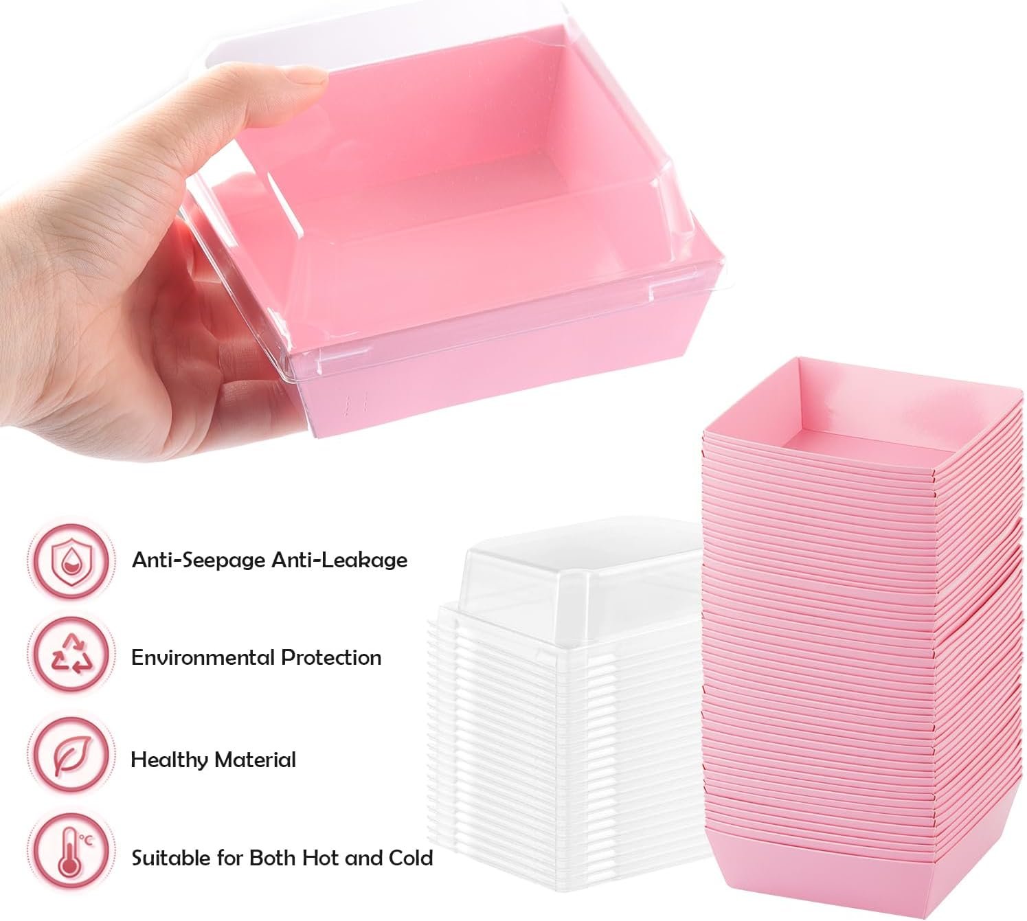 Großhandel 50 Stück Charcuterie-Boxen mit Klarsichtdeckel, 4 Zoll Mini-Dessertboxen für Cookies, Sandwiches, Erdbeeren, Cupcakes, Macarons und Kuchenstücke - Individuelles Logo, vom Hersteller in Bulk erhältlich.