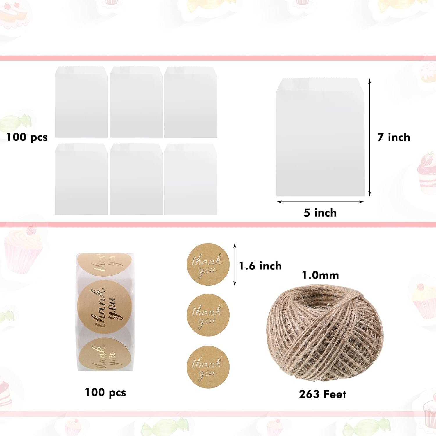 Großhandel 100 Stück Glassine Wachspapiertüten 5