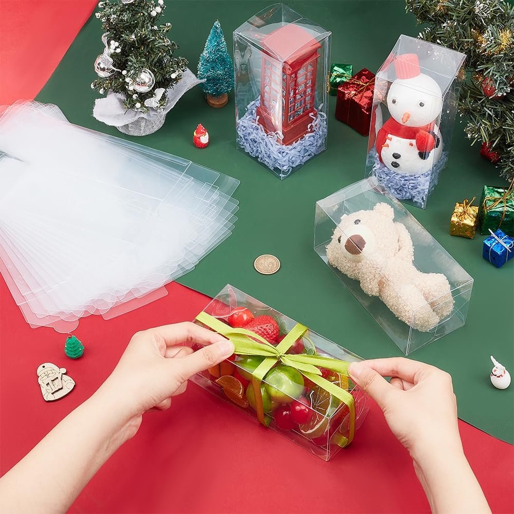 Großhandel 20 Stück 2,7x2,7x6,3 cm rechteckige Kunststoffboxen für die Verpackung von Hochzeitsgeschenken, Süßigkeiten und Cupcakes, OEM-Fabrik, individuelle Logooptionen verfügbar.