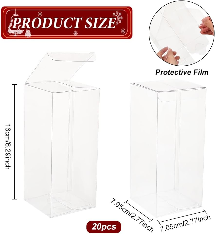 Großhandel 20 Stück 2,7x2,7x6,3 cm rechteckige Kunststoffboxen für die Verpackung von Hochzeitsgeschenken, Süßigkeiten und Cupcakes, OEM-Fabrik, individuelle Logooptionen verfügbar.