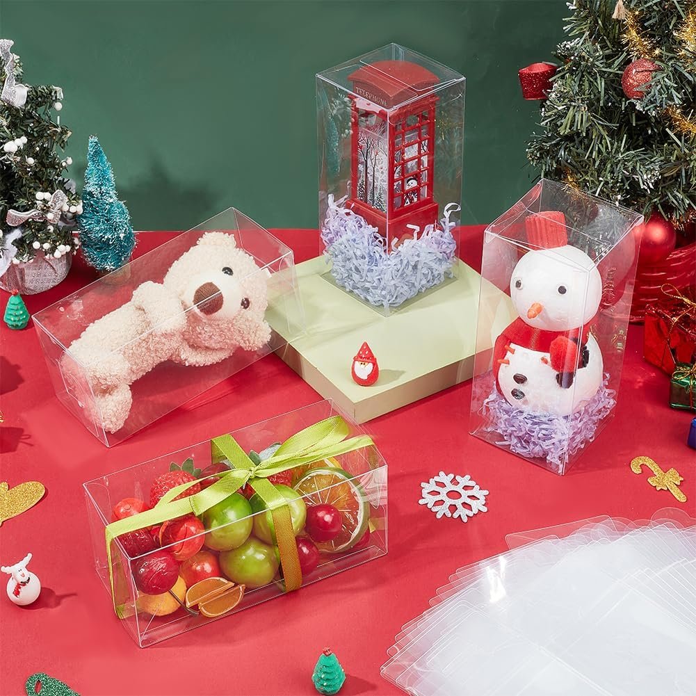 Großhandel 20 Stück 2,7x2,7x6,3 cm rechteckige Kunststoffboxen für die Verpackung von Hochzeitsgeschenken, Süßigkeiten und Cupcakes, OEM-Fabrik, individuelle Logooptionen verfügbar.