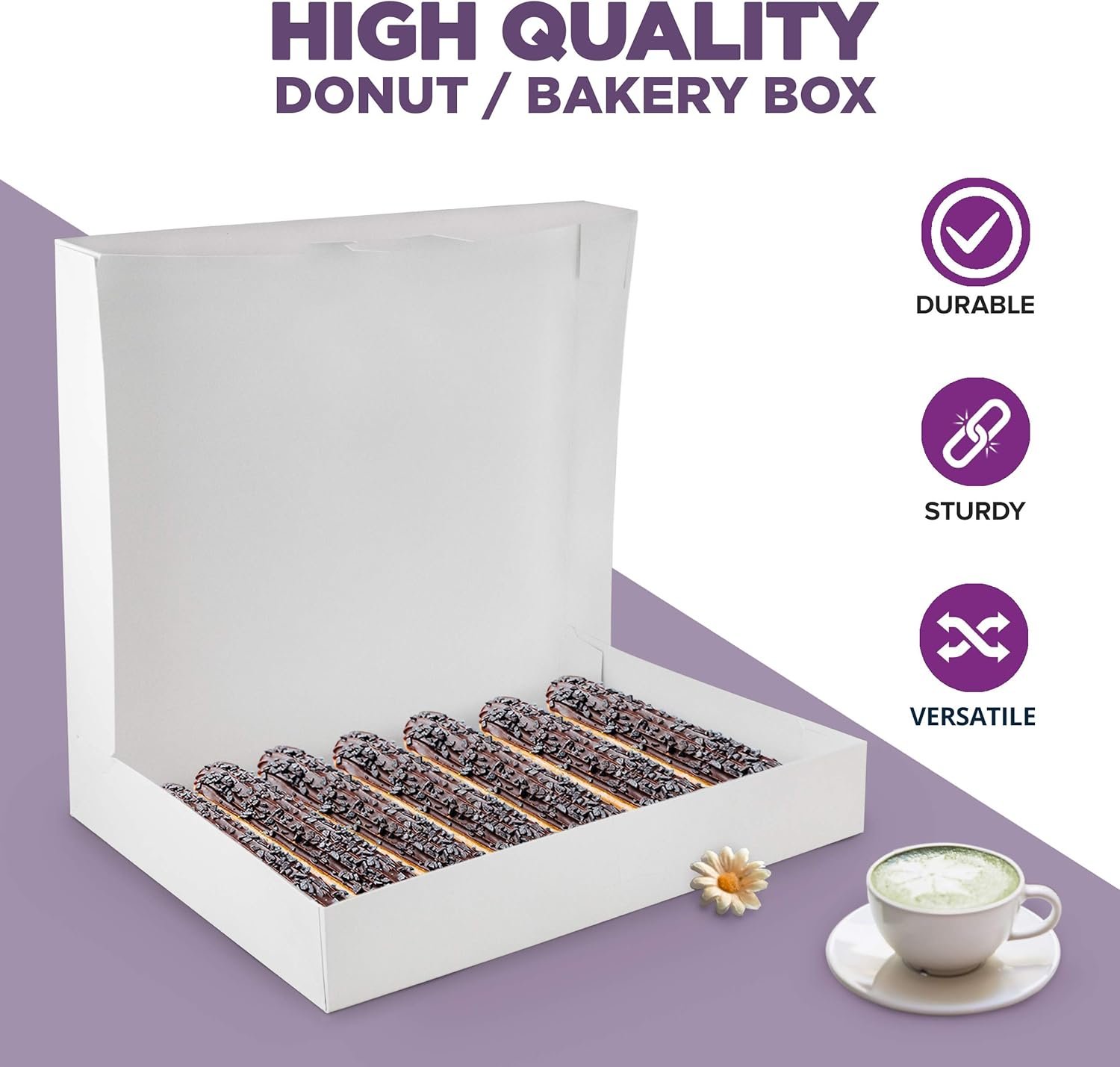 Großhandel 18 Pack 15x11,5x2,2'' weiße Bäckereibox - Individuelles Logo, geeignet für 12 Donuts, OEM Kartonverpackung für Geschenke und Backbehälter, Cookies, Brownies, Gebäck und Brotkisten. Großhandel 18 Pack 15x11,5x2,2'' weiße Bäckereibox - Individuelles Logo, geeignet für 12 Donuts, OEM Kartonverpackung für Geschenke und Backbehälter, Cookies, Brownies, Gebäck und Brotkisten.