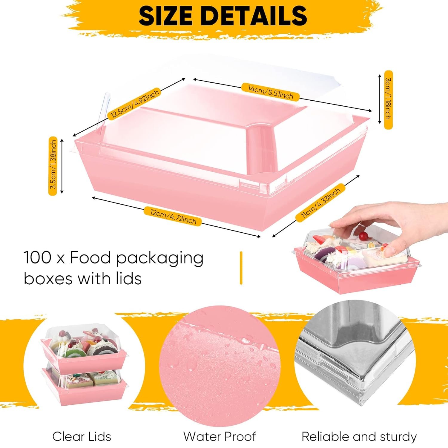 Großhandel 100 Stück Charcuterie Boxen mit klaren Lids für Valentinstag Geschenk, 5 Zoll Keksboxen, Einweg Kuchenbehälter, Papier quadratische Keksbehälter, Desserts für Sandwich, Schnitte Kuchen, heiße Kakao-Bomben, Erdbeeren (Rosa) - Individuelles Logo, OEM Großhandel 100 Stück Charcuterie Boxen mit klaren Lids für Valentinstag Geschenk, 5 Zoll Keksboxen, Einweg Kuchenbehälter, Papier quadratische Keksbehälter, Desserts für Sandwich, Schnitte Kuchen, heiße Kakao-Bomben, Erdbeeren (Rosa) - Individuelles Logo, OEM