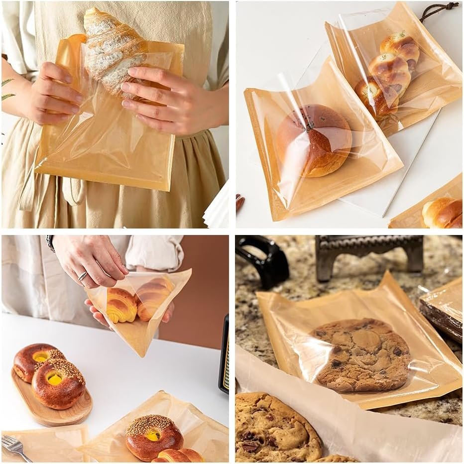 Großhandel 100 Pcs Papier-Sandwich- und Donut-Tüten mit Fenster, 7,1 x 7,5 Zoll, für Leckereien, Snacks und Kekse, OEM für individuelle Logos, Hersteller in Bulk.